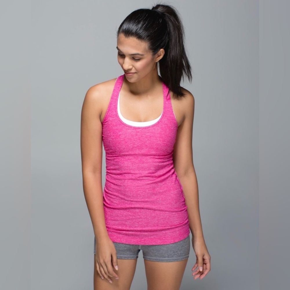 Lululemon Cool Racerback Tank Top Heathered Jewelled Magenta Pink 4 Athleisure - Picture 9 of 9